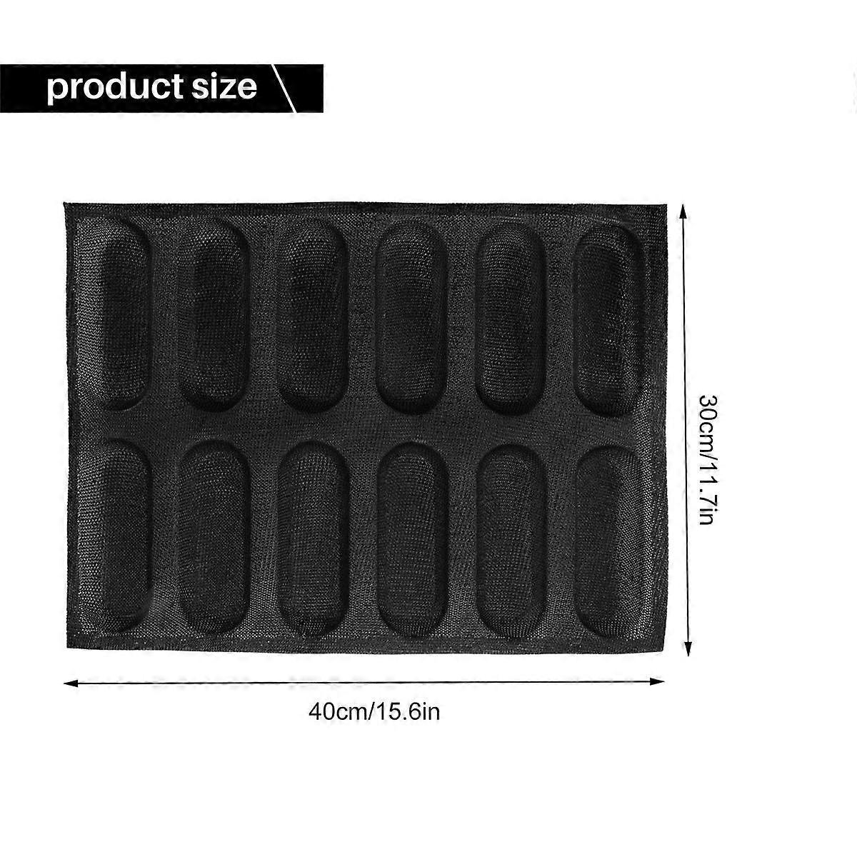 12 Holes Silicone Pan-Non-Stick Perforated French Bread Pan Forms,Hot Dog Molds, Baking Liners Mat
