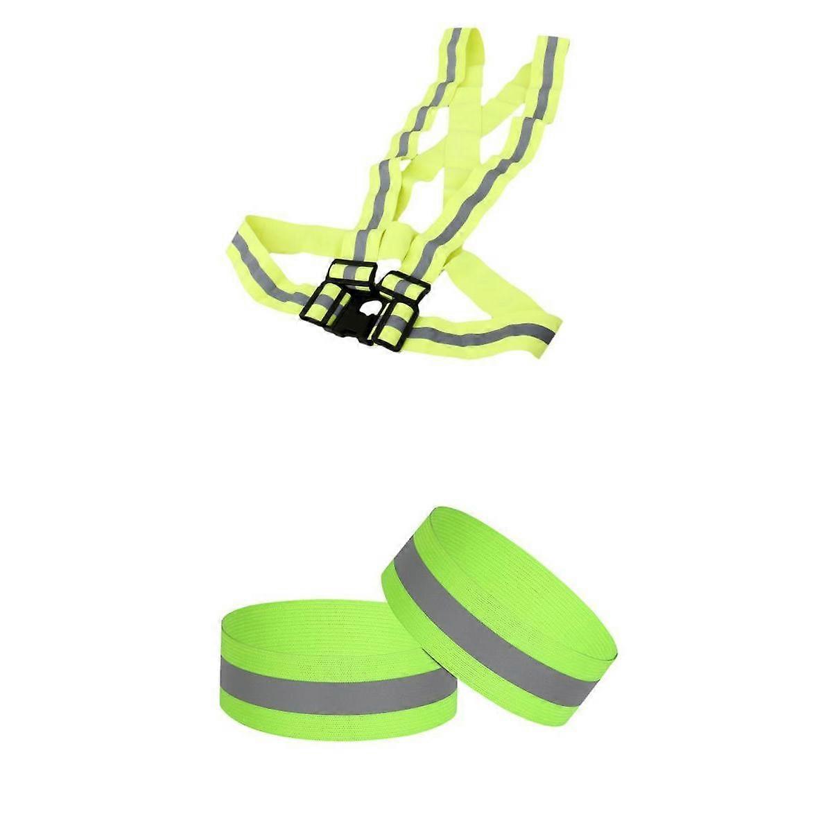 High Visibility Security Reflective Vest Night Running Wrist Ankle Strap