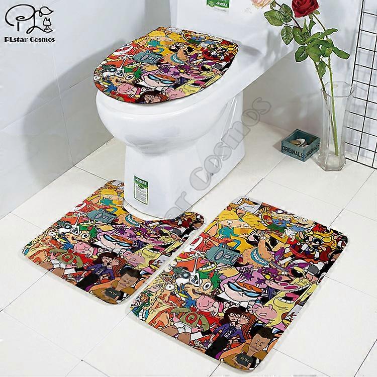 90. roky klasická vtipná karikatúra 3D tlačená kúpeľňa Podstavec Koberec Veko toalety WC Vaňová predložka Sada drop shipping