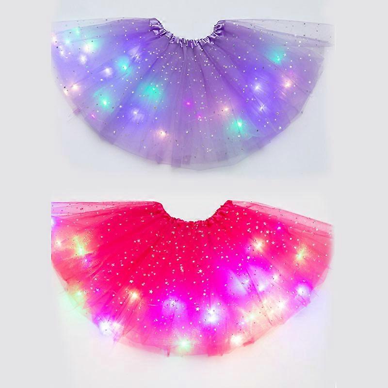 Girl Tutu Skirts Baby Sequin LED Light Up Pettiskirt Ballet Clothes Luminous Fancy Dress Sparkling