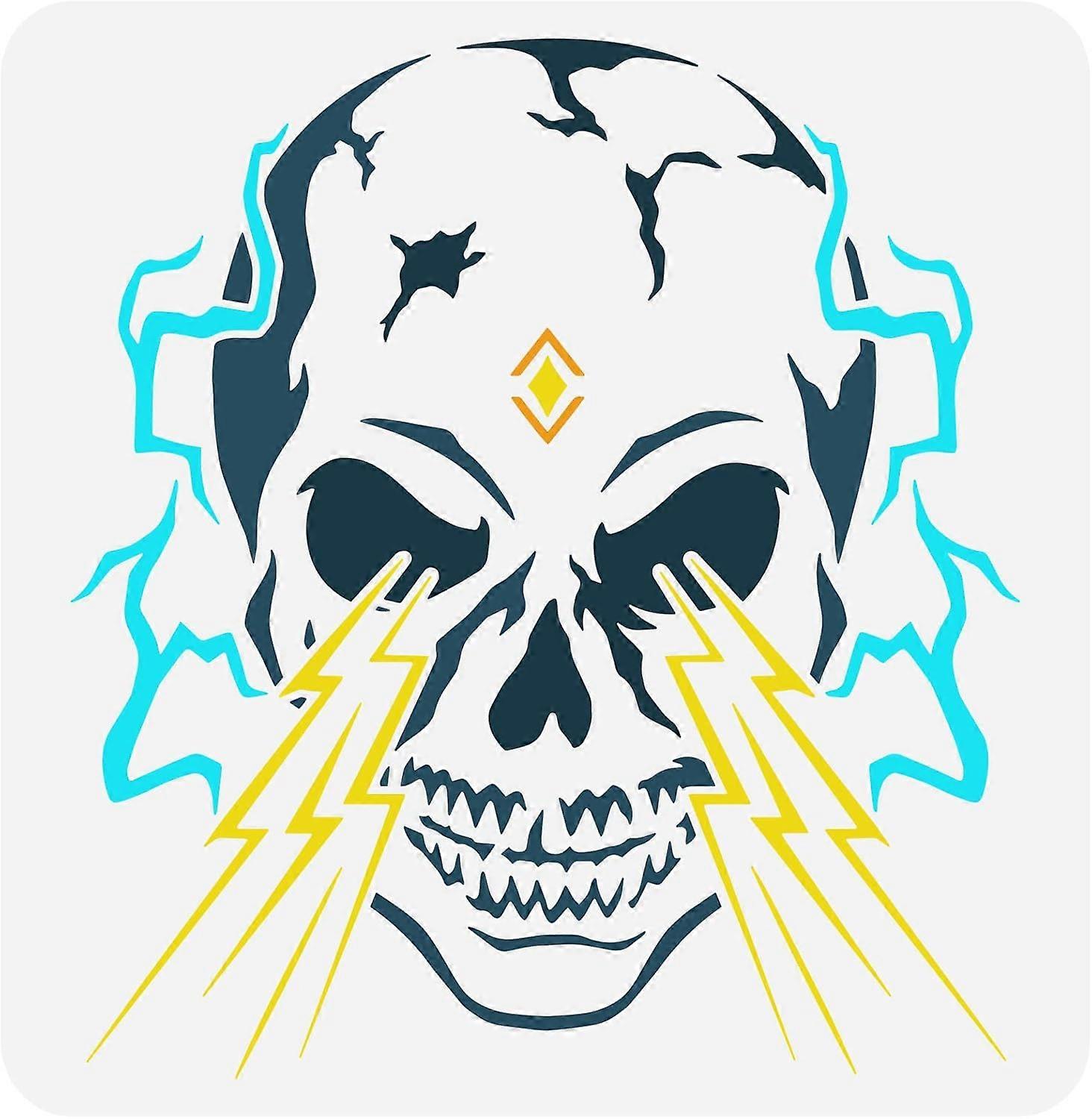 Evil Skull Stencils for Painting 11.8x11.8 inch Laser Eyes Skull Stencils Plastic Skull Pattern Stencil Reusable DIY Decorative Stencil Template for P