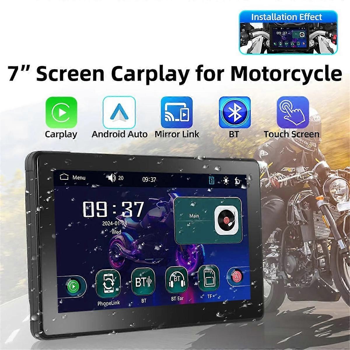 7 Inch Portable Motorcycle GPS Navigation Waterproof Carplay Screen Display Wireless Android Auto M