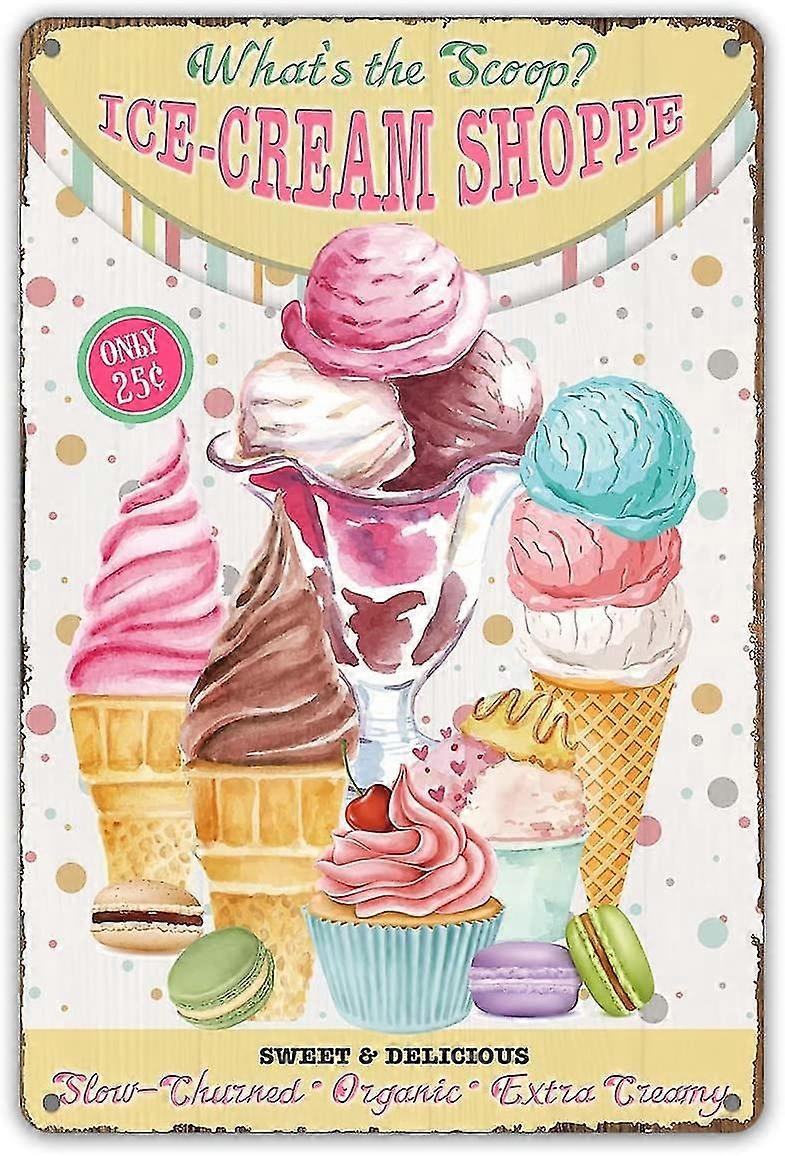 Decoração de Parede de Lata de Metal para Sorvete Engraçado Doce e Delicioso Retro 8x12 Polegadas OU 12x16 Polegadas Polegadas Mod