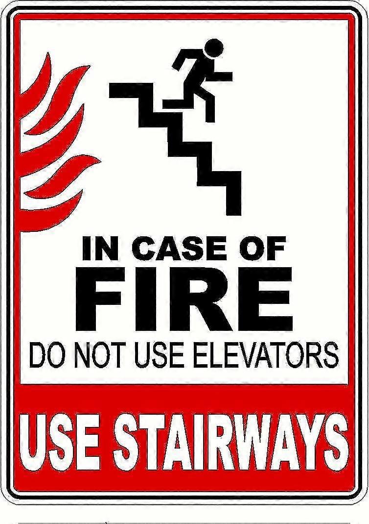 ملصق القصدير العتيق في حالة نشوب حريق لا تستخدم المصاعد استخدم السلالم السلامة في مكان العمل الصدأ المعدنية Ti