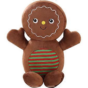 Plush Gingerbread Man Throw Pillow Plushie Cartoon Christmas Pillow Soft Hugging Pillow Cushion Fluffy Stuffed Pillow Gift for Girls Boys Brown,15.7 I