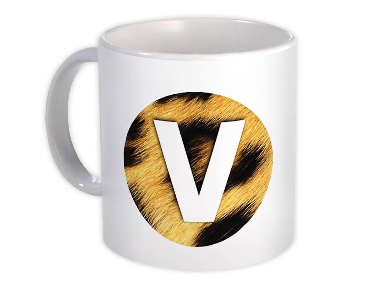 Gåva mugg: Monogram bokstav V djur