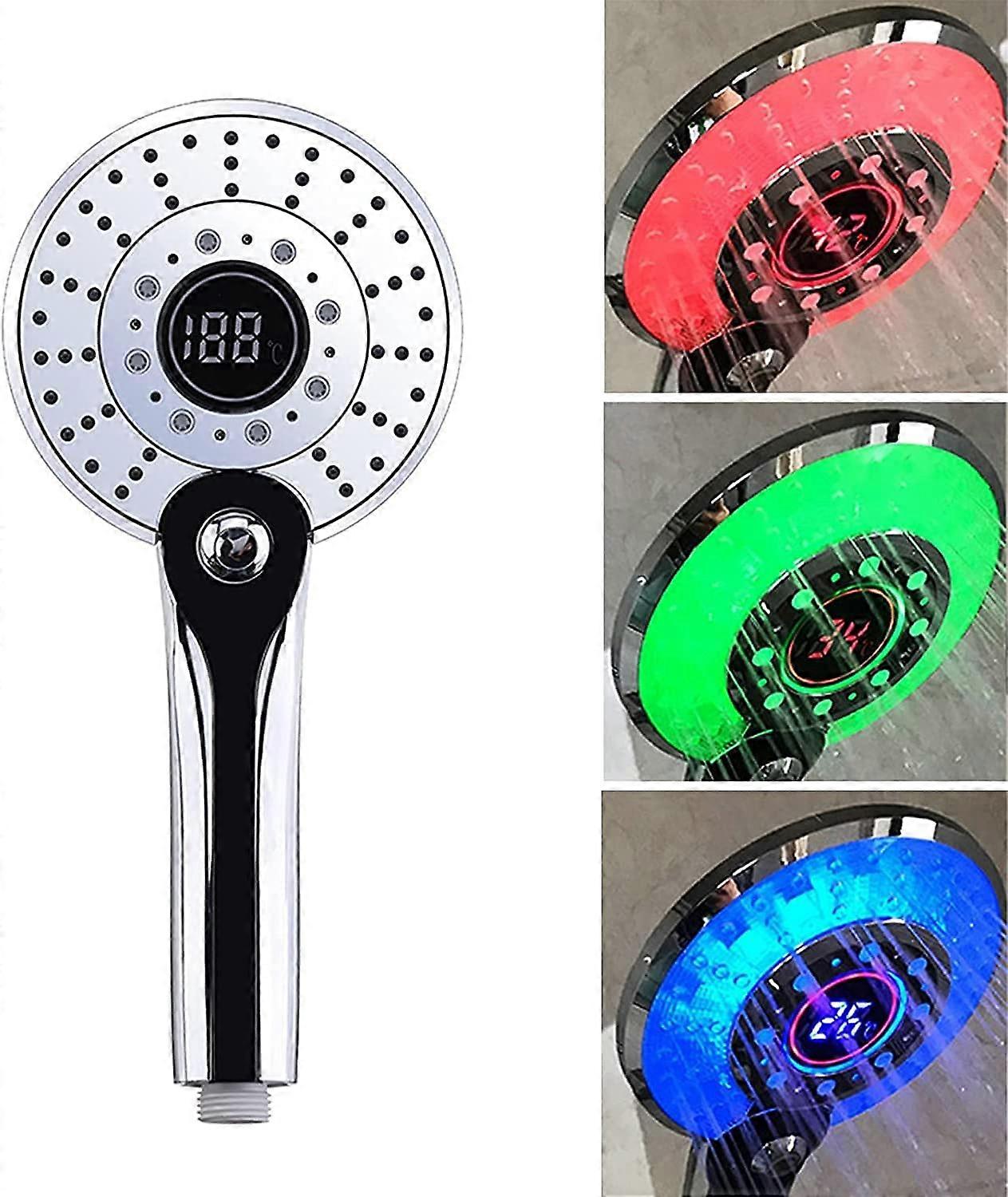 LED Shower Head - Temperature Control Hand Shower, Digital Display, Water Saving, 3 Modes (1pc)
