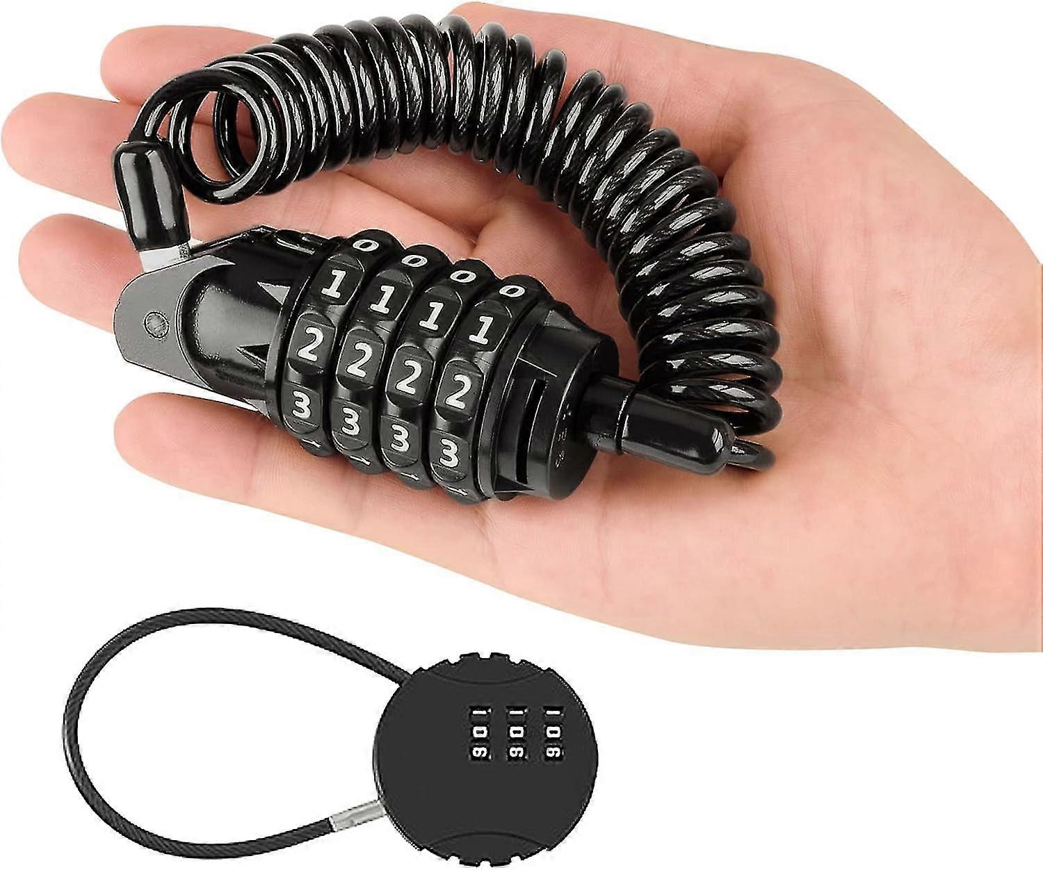 Motorcycle Helmet Bicycle Lock - Portable Combination Security Cable