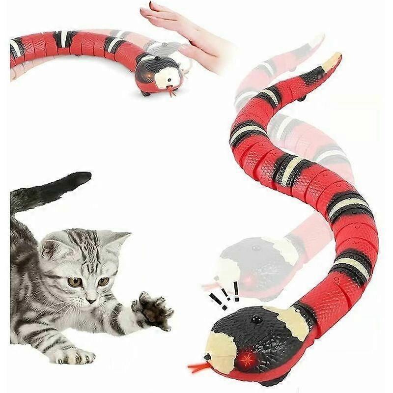 Interactive Cat Toy, Intelligent Sensing Snake, Moving, Rechargeable, Automatically Detects Obstacles and Escape