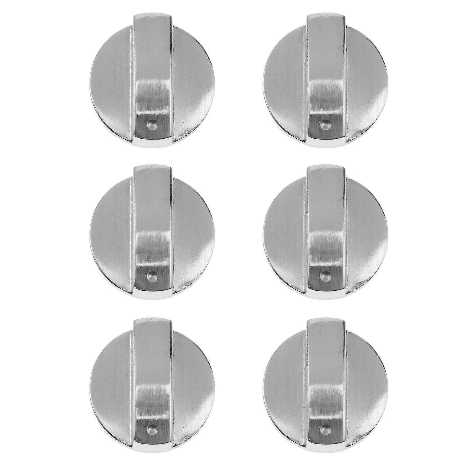 6PCS Zinc Alloy Gas Stove Embedded Stove Brushed Metal Switch Knob(Silver)