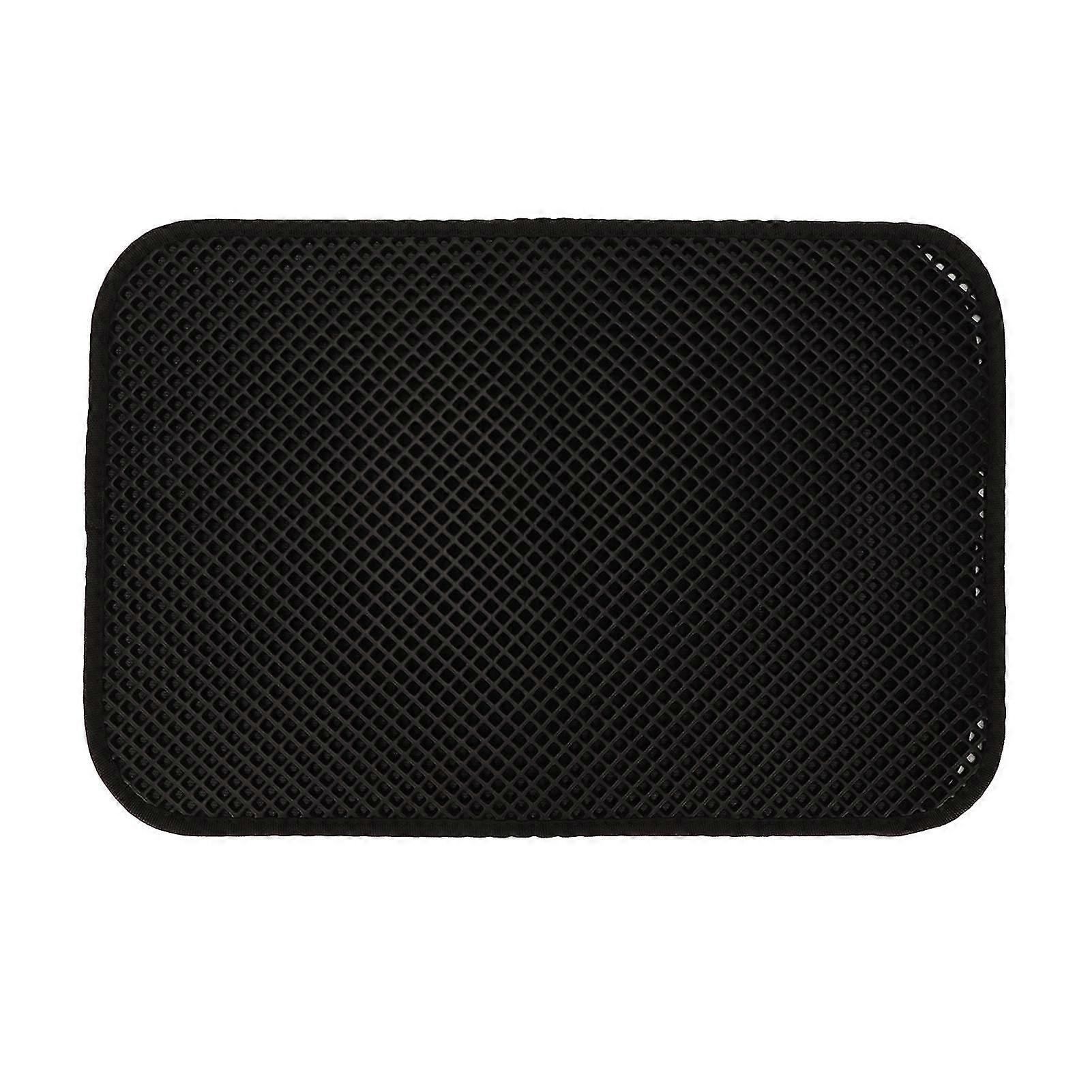 Waterproof Double Layer Cat Litter Trapping Mat - 45x30cm, Black