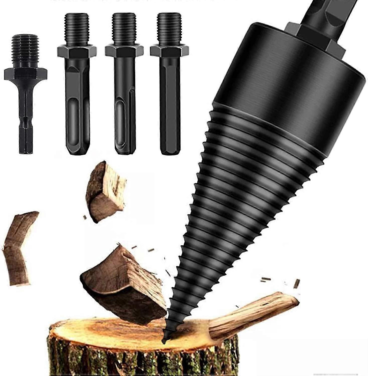 Wood Splitting Drill Bit, Wood Splitter Drill, Conical Drill Bit For Wood Splitting, Wood Grinding Tool Cone Screw Splitting, Log Splitter With 4 Dril