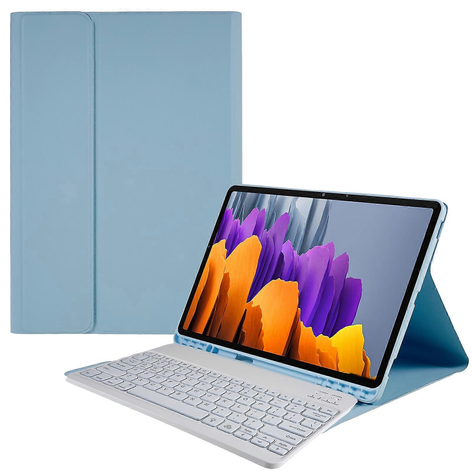 For Samsung Galaxy Tab S7 Plus T970 / S7 FE T730 T733 / S8 Plus Keyboard Case PU Leather Stand Cover with 7 Colors Backlight Magnetic Detachable Bluet