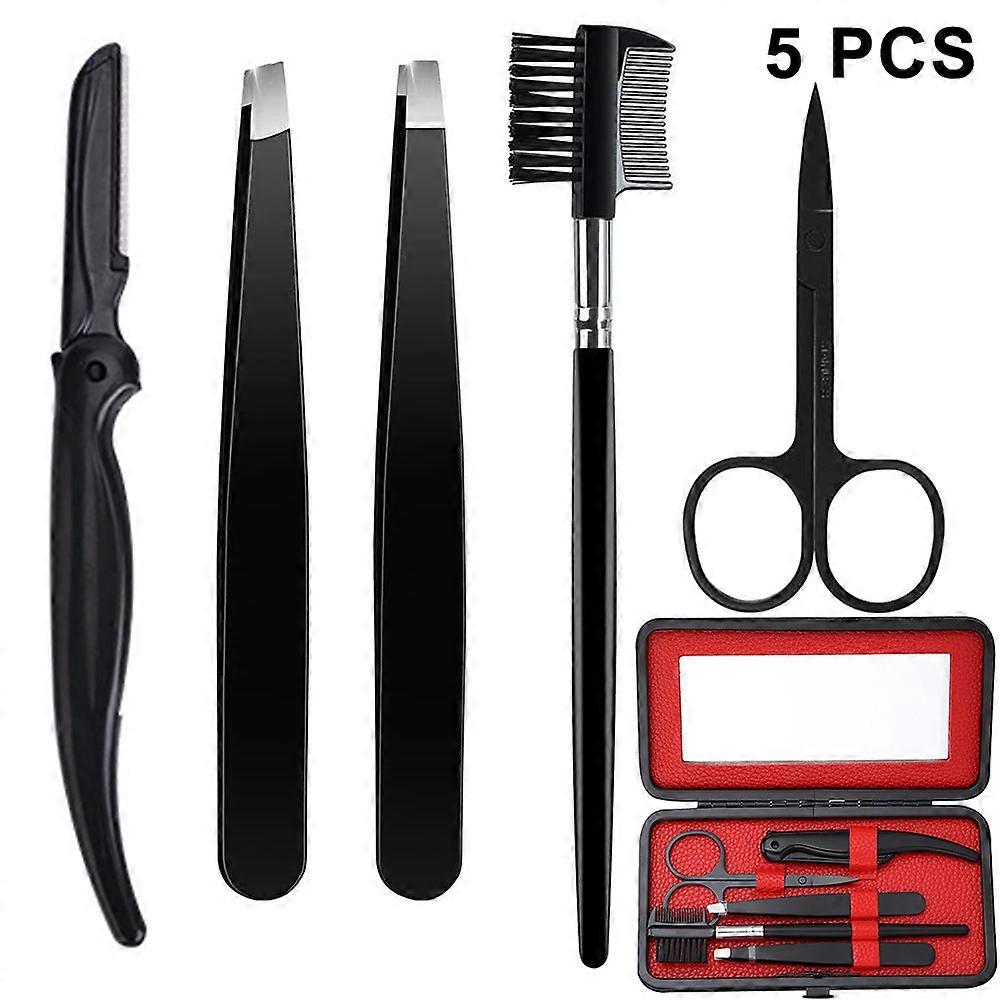 Eyebrow Kit, 5 in 1 Tweezers for Eyebrows, Professional Eyebrow Grooming Set with Stainless Steel Eyebrow Razor and Eyebrow Brush