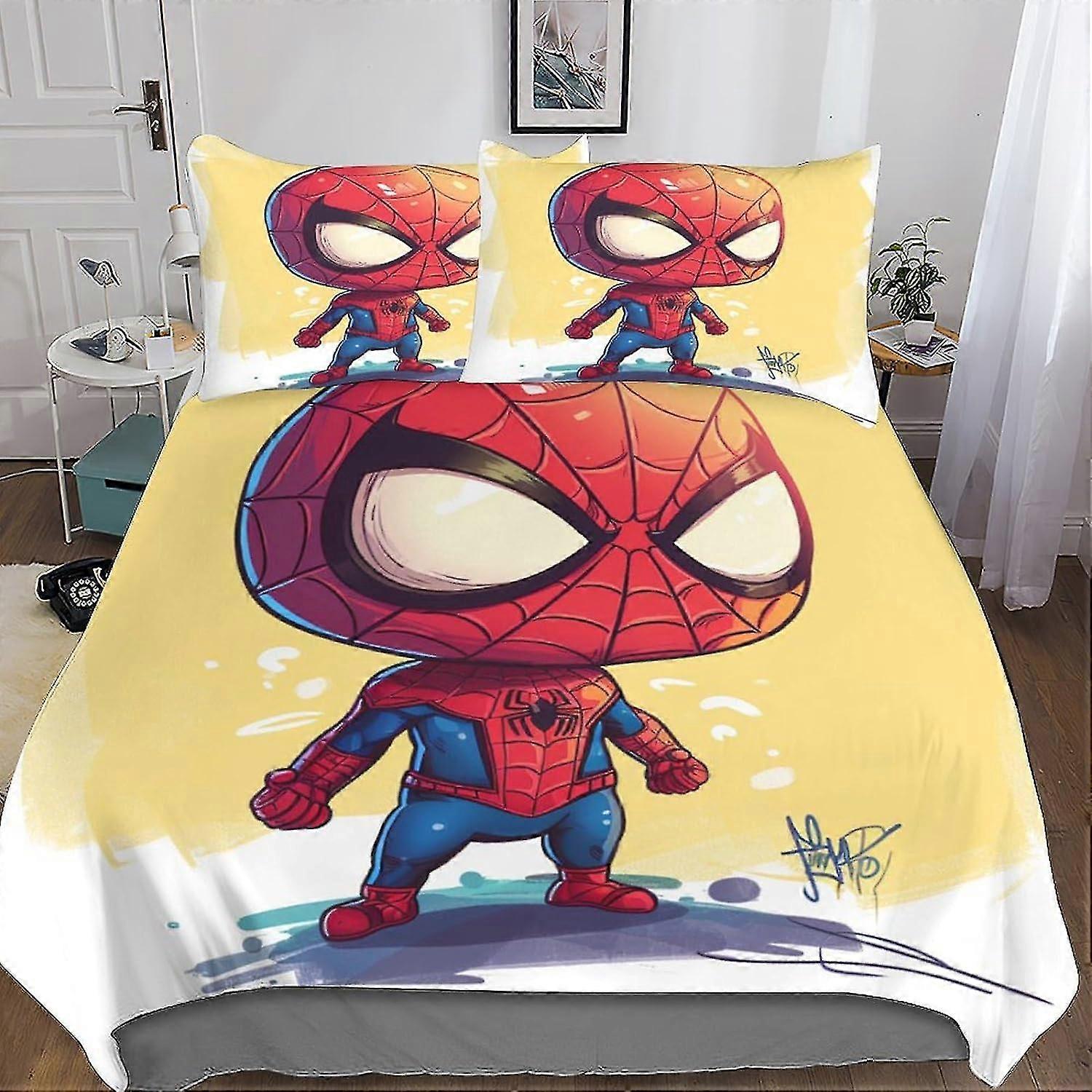 o4304 Prześcieradła DSJackson Cool Spider Man Chic Zestaw pokrowców na kołdrę z ukrytym zapięciem na zamek błyskawiczny - Stylowa pościel z mikrofibry z nadrukiem 3D, 3-Pi