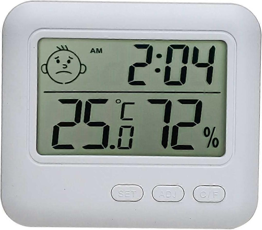 Indoor Thermometer Hygrometer Humidity Time Monitor Large LCD Display with Alarm Clock
