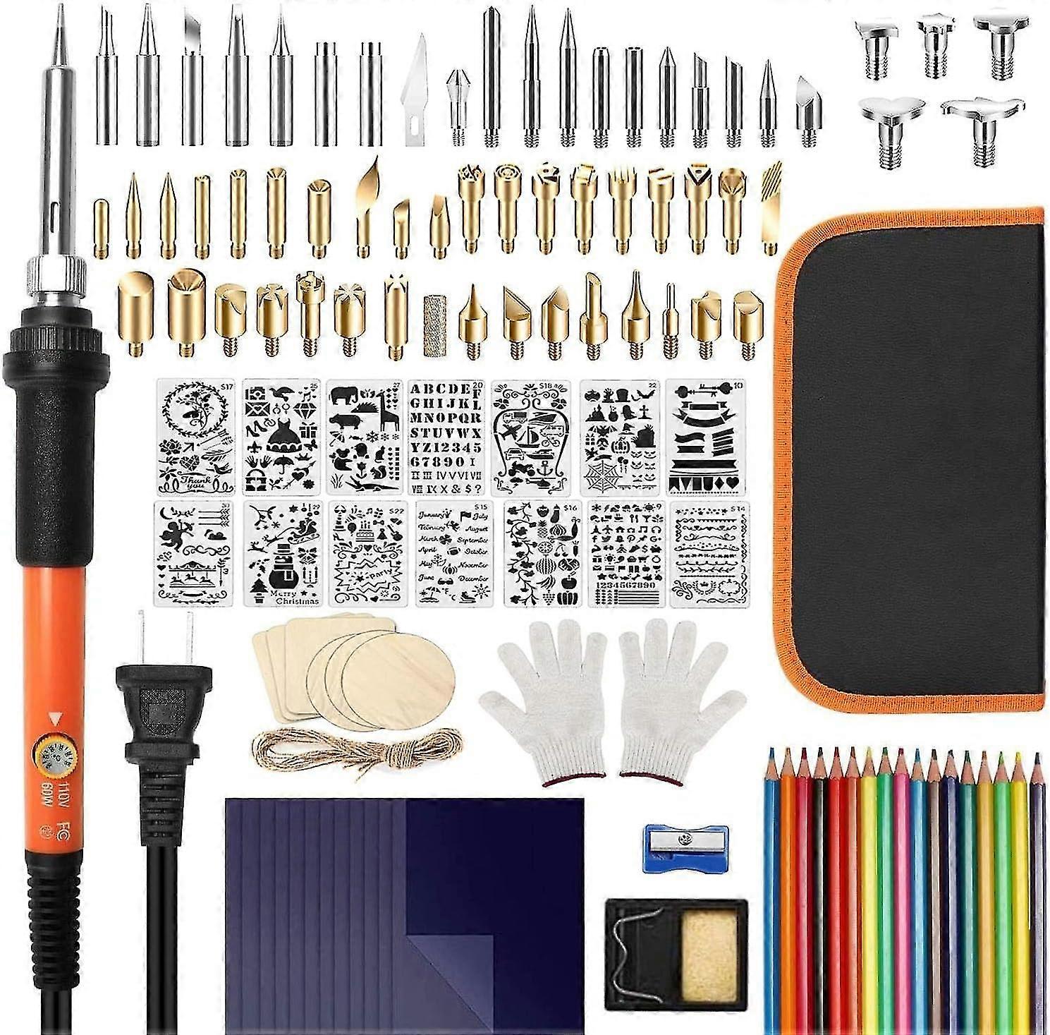 Wood Burning Kit, 116pcs Pyrography Pen Set With Adjustable Temperature 200~450 Switch, Wood Burning Tool Kit -