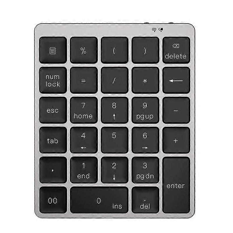 Aluminum Alloy 28 Keys Wireless Bluetooth-compatible Numeric Keypad Ultra-thin