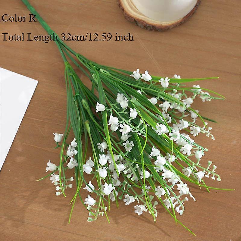 7-Fork Plastic Artificial Flowers Green Artificial Grass Plants Home Office Desk Decorative Leaves Party Decors Plants 5 Color