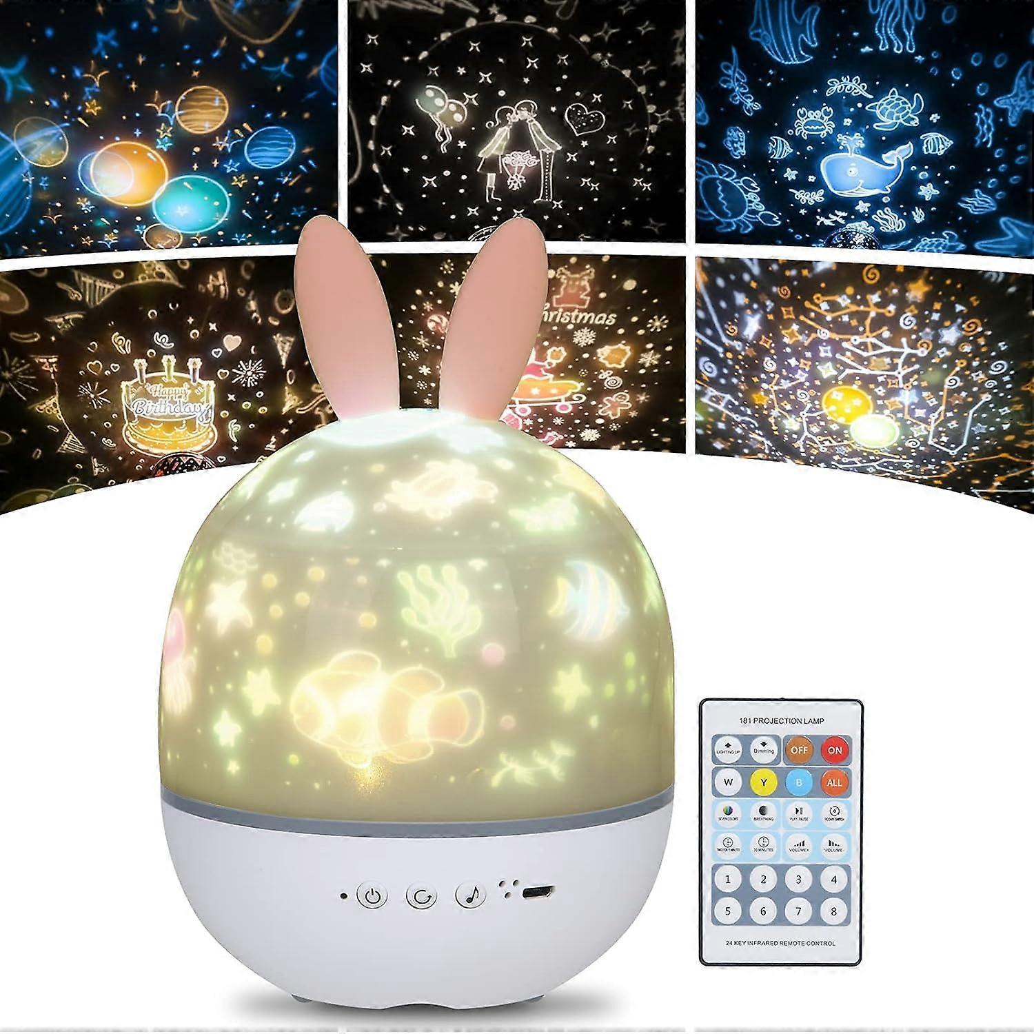 Star projector with music, kids night light with remote control and timer