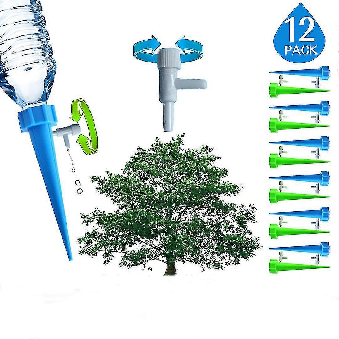 12 Pack Plant Automatic Watering Device,self Spikes System With Slow Release Control Valve,dripper