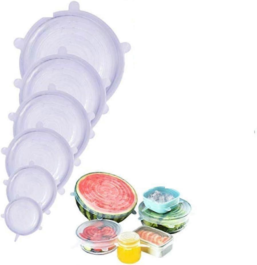 6 Pack Silicone Stretch Lids, Multiple Sizes Reusable Food Storage Lids