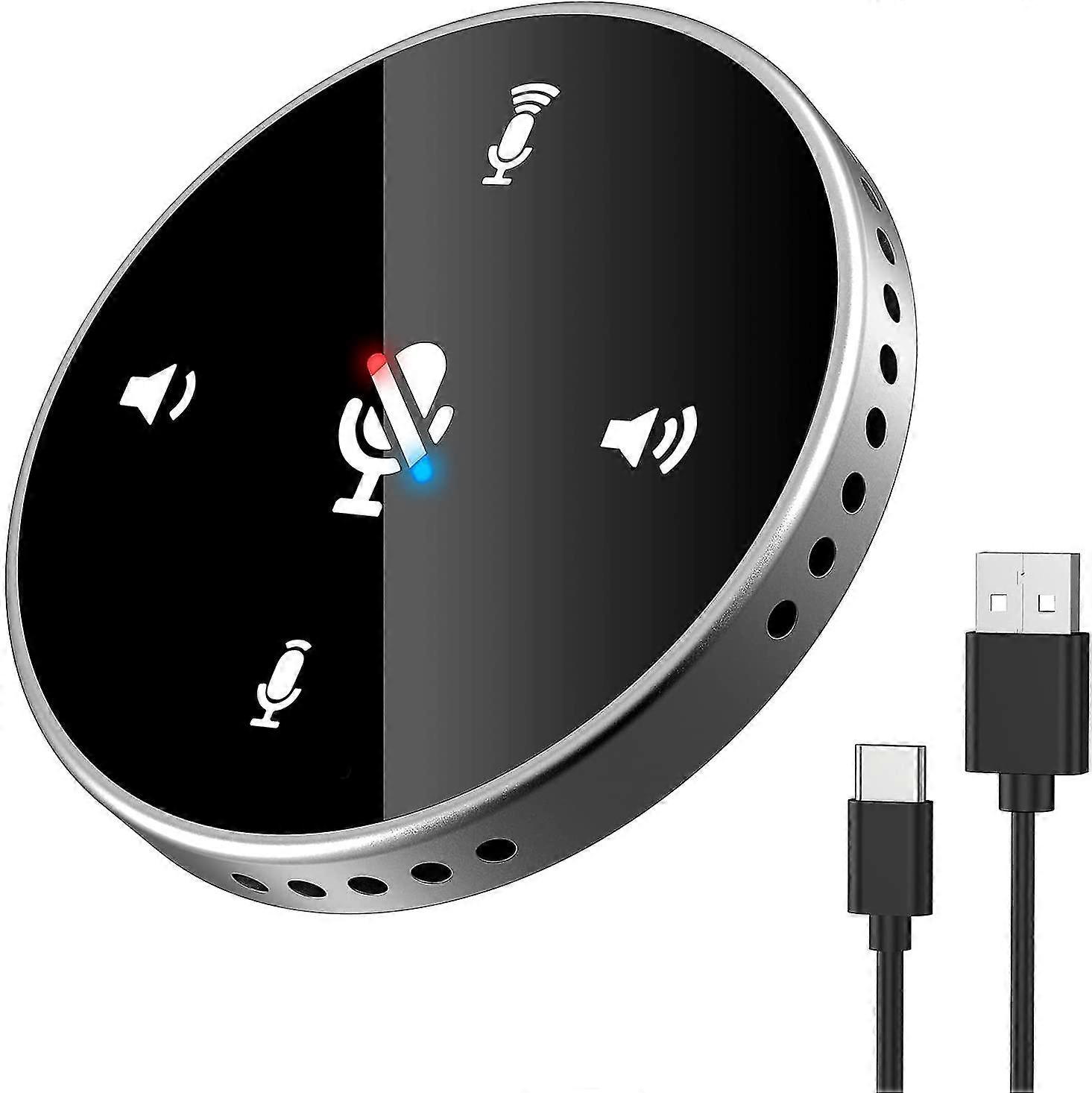 USB-computermicrofoon met luidspreker, omnidirectionele microfoon met 360 voice pickup, met mute / volume / microfoon Touch Sensor-knop