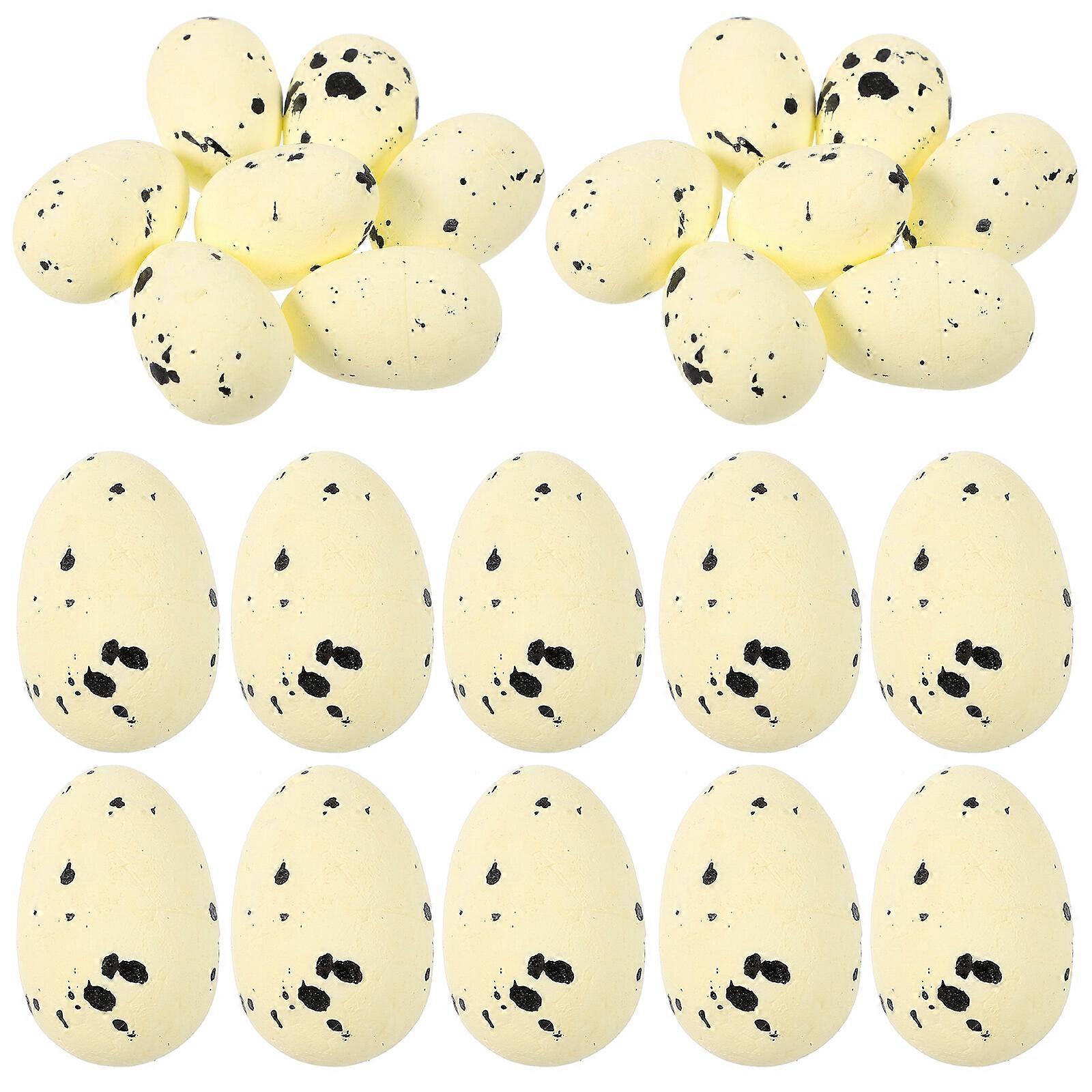 60pcs Simulated Bird Egg Decorations Easter Eggs Ornament Reusable Foam Eggs Easter Party Layout