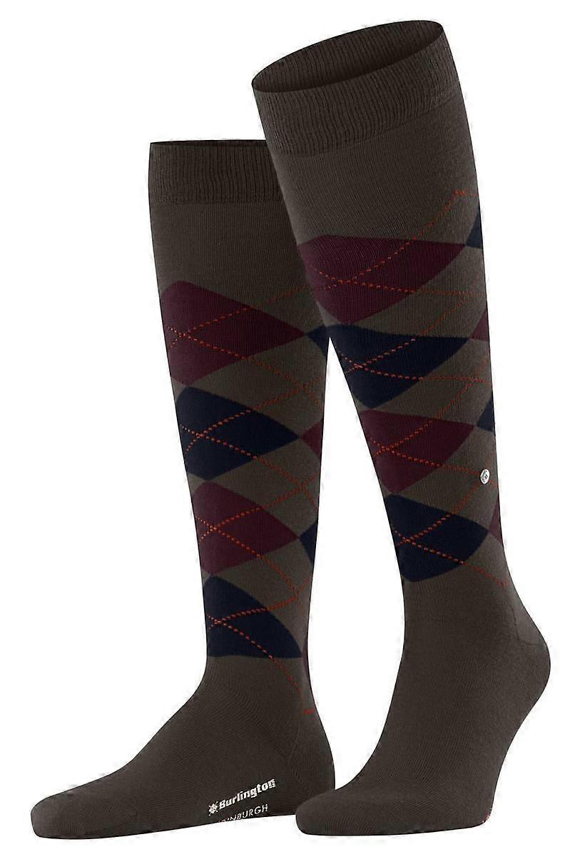 Burlington Edinburgh Knee High Socks - Dark Brown
