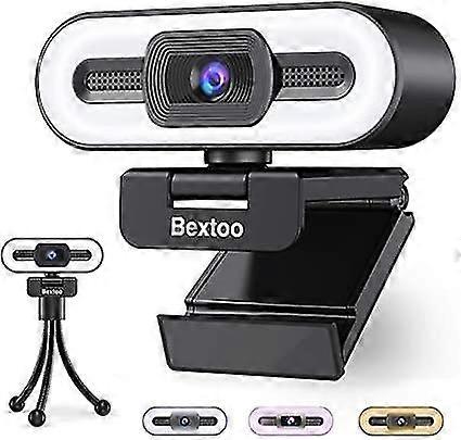 كاميرا ويب 1080p مع ميكروفون وضوء حلقة قابل للتعديل ، bextoo HD تدفق كاميرا ويب مع ترايبود ، التركيز التلقائي ، كاميرا ويب USB التوصيل والتشغيل ، كاميرا ويب ل Onli