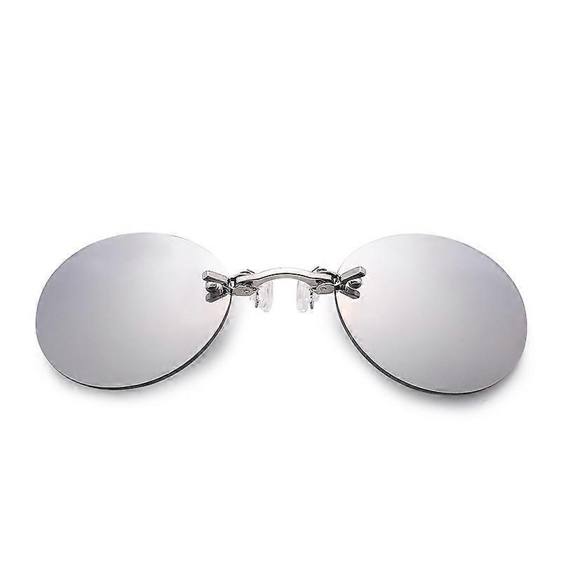 Clip On Nose Glasses Round Rimless Matrix Morpheus Sunglasses Mini Frameless Vintage Men Eyeglasses UV400 1Pcs