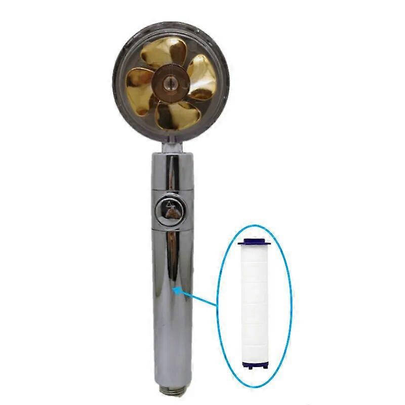 Turbo Propeller Shower Head High Pressure Water Saving With Stop Water Button Filter Handheld Shower Head Bathroom Accessories