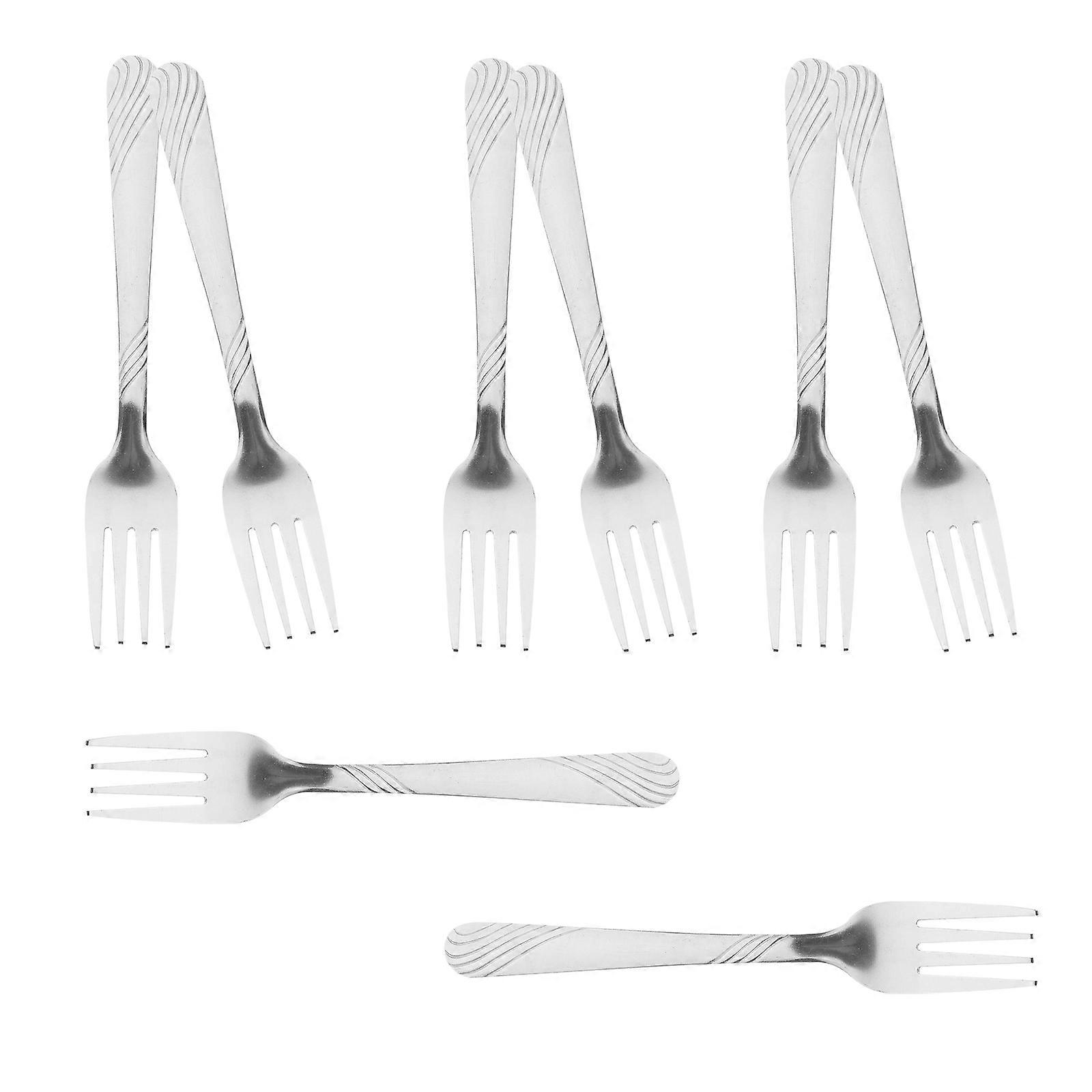 8pcs Reusable Stainless Steel Fork Western Restaurant Steak Fork Portable Dinnerware Flatware