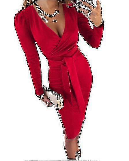 Bayan Puf Kollu Elbise V Yaka Askısı Yüksek Kalite