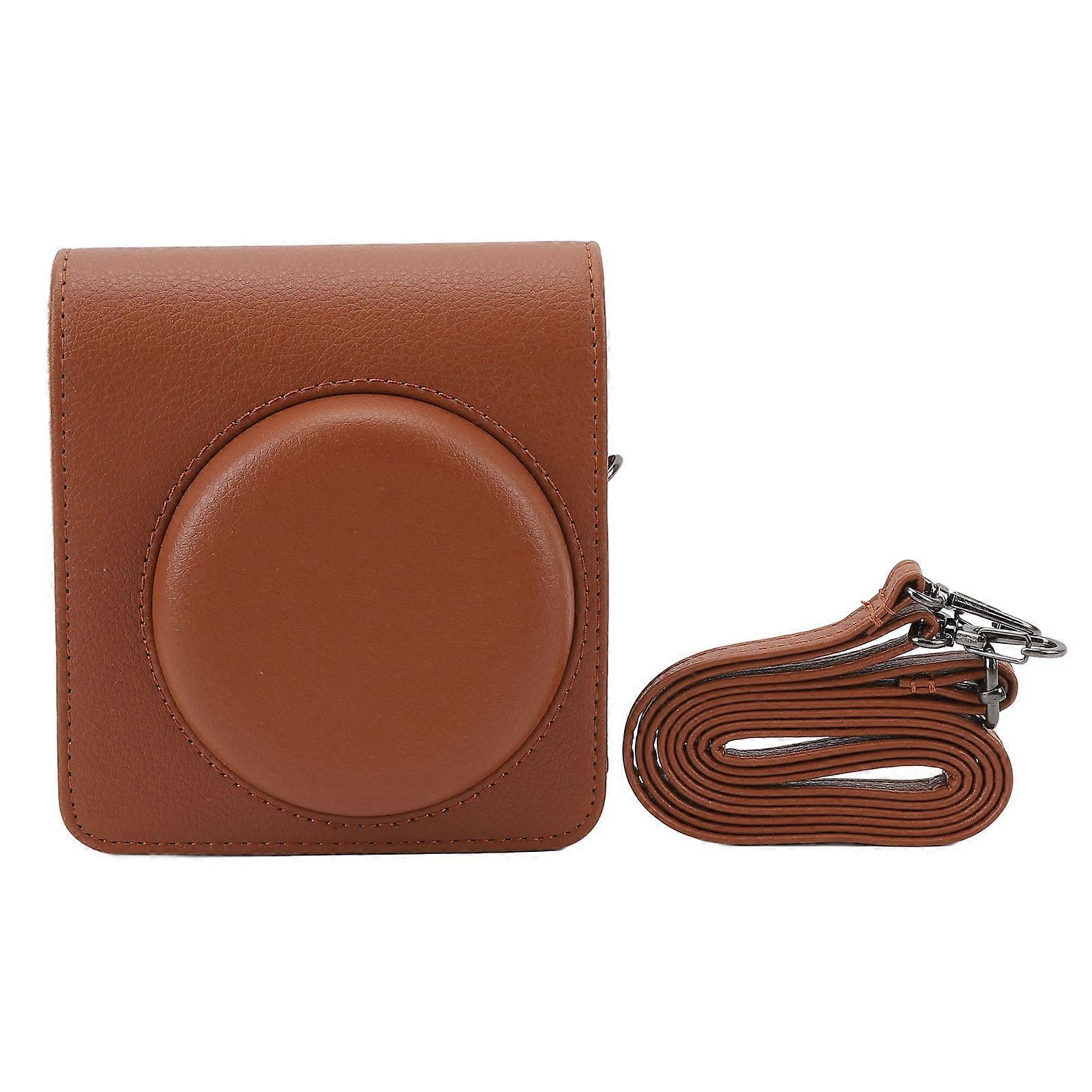 Instant Camera Case with Strap for Mini 99, Retro Brown PU Leather Protective Storage Bag