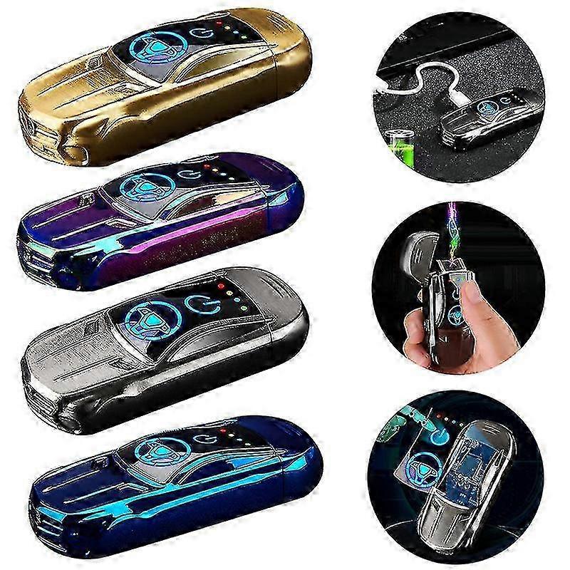 Double Arc Electric Lighter Usb Rechargeable Lighter With Fingerprint Sensor Car Cigarette Lighter - JA