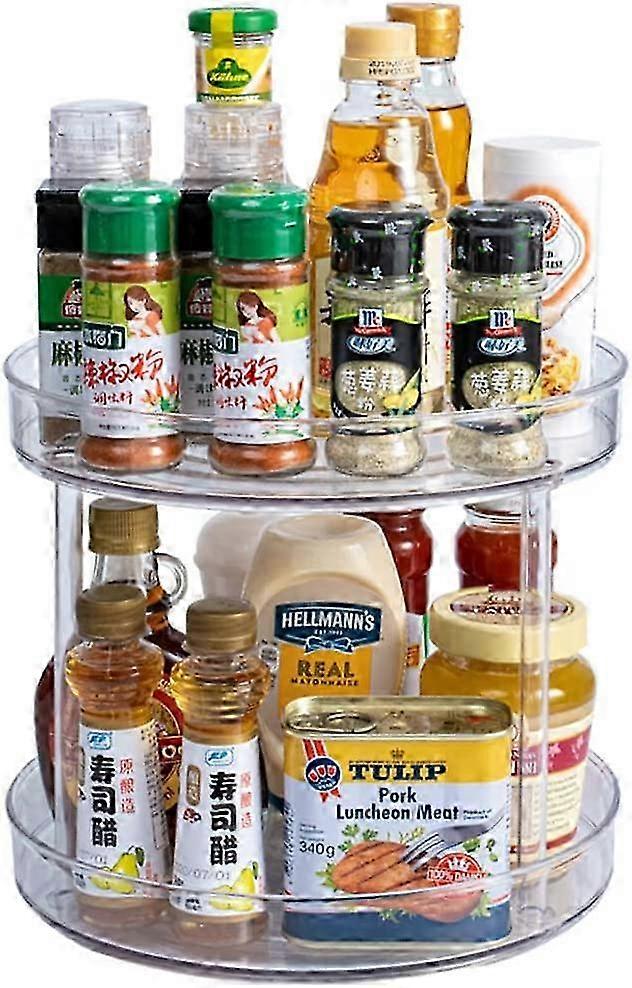 360 Rotating 2-Tier Seasoning Turntable Kitchen Storage Organizer