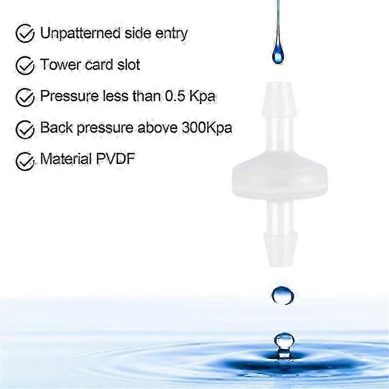 8 Pcs 1/4" Check Valve 6mm PVDF One Way Valve Inline Check Valve Non Return Check Valve compatible F