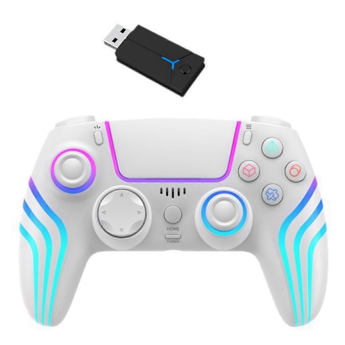 Bluetooth Wireless Controller Dual Vibration Gamepad Gaming Console Controller for Luminous Handle White