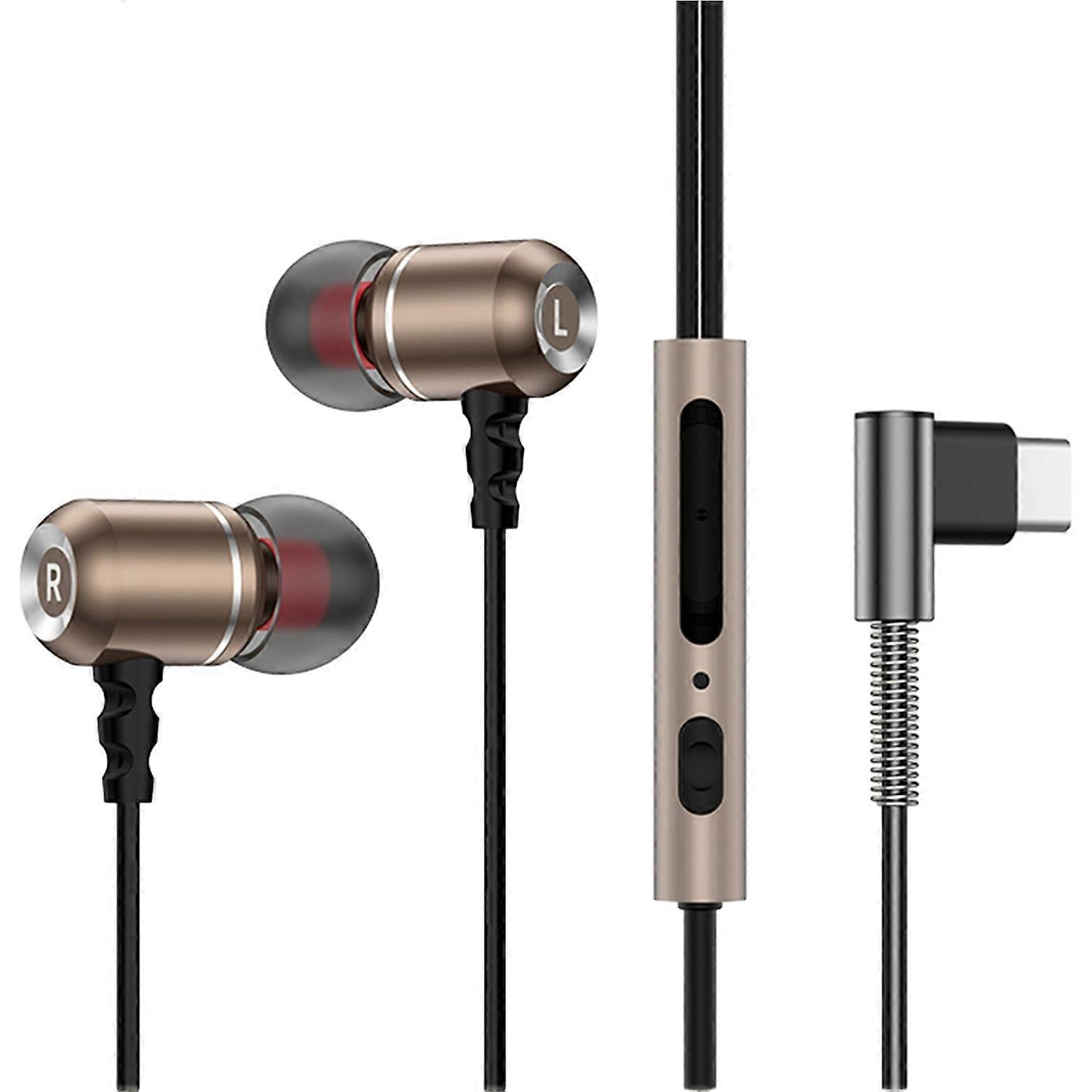 Type-C In-Ear Wired Headset with Noise-Cancelling Mic Enhanced Bass Clear HiFi Sound Wired Earphones