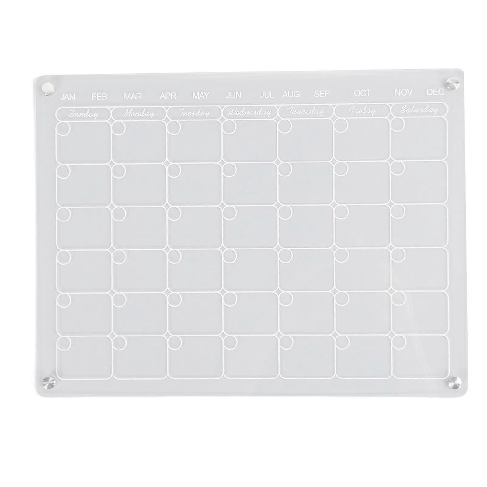 Magnetic Memo Calendar Reusable Erasable Daily Planner Acrylic Magnetic Calendar for Refrigerator