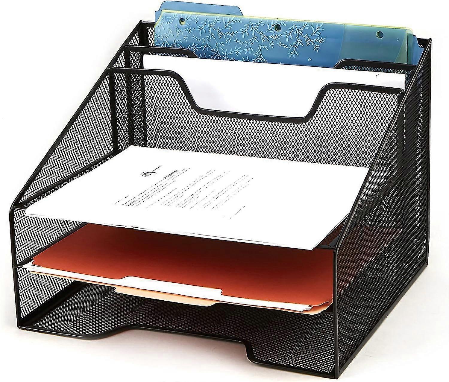 Desk Mesh Organizer Storage, 5 Compartment, Black