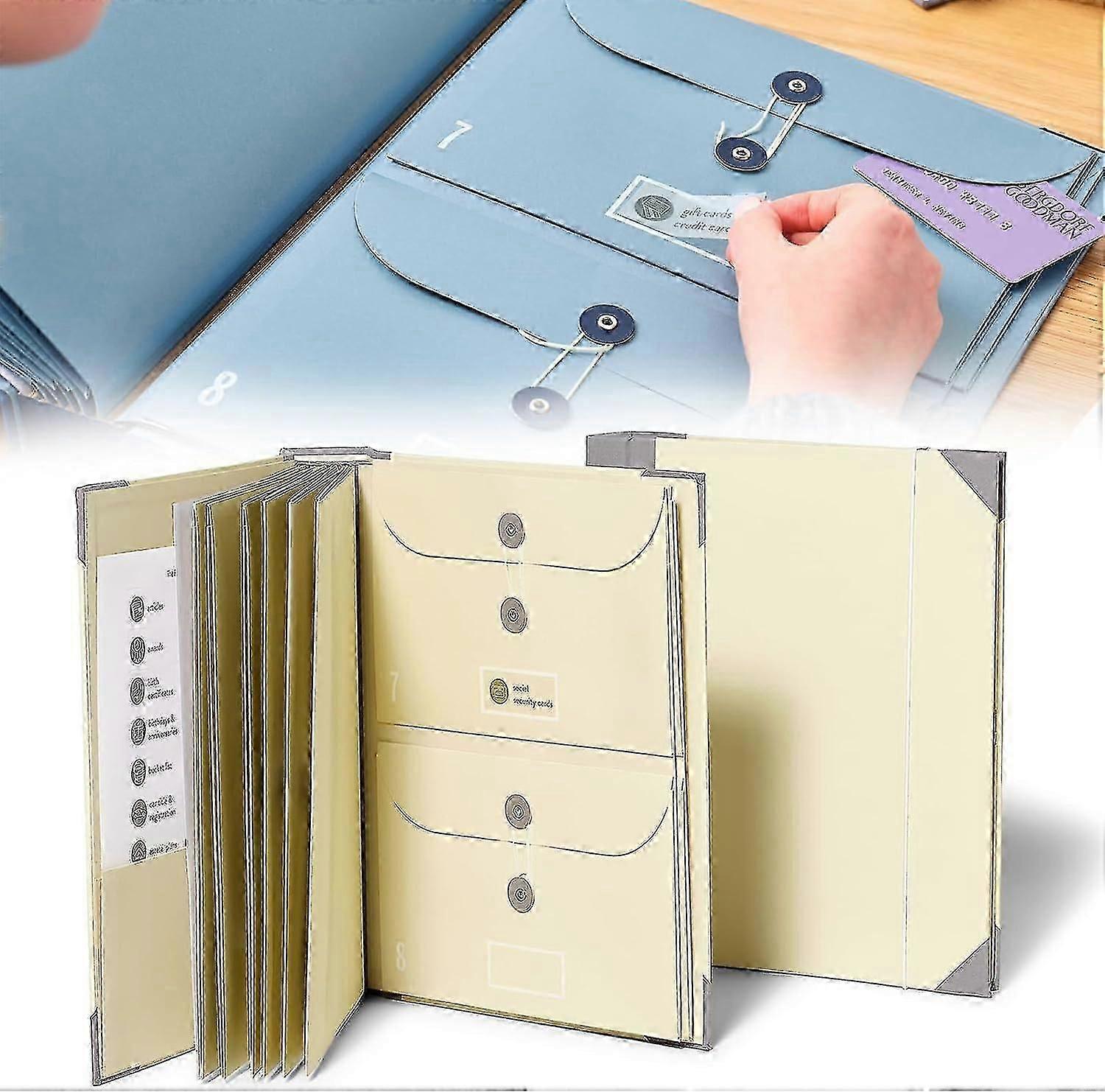 Organiseur De Documents Importants En Accordéon – Classeur Bleu Avec étiquettes, Format A4 – Idéal Pour Papiers Familiaux Et D’urgence
