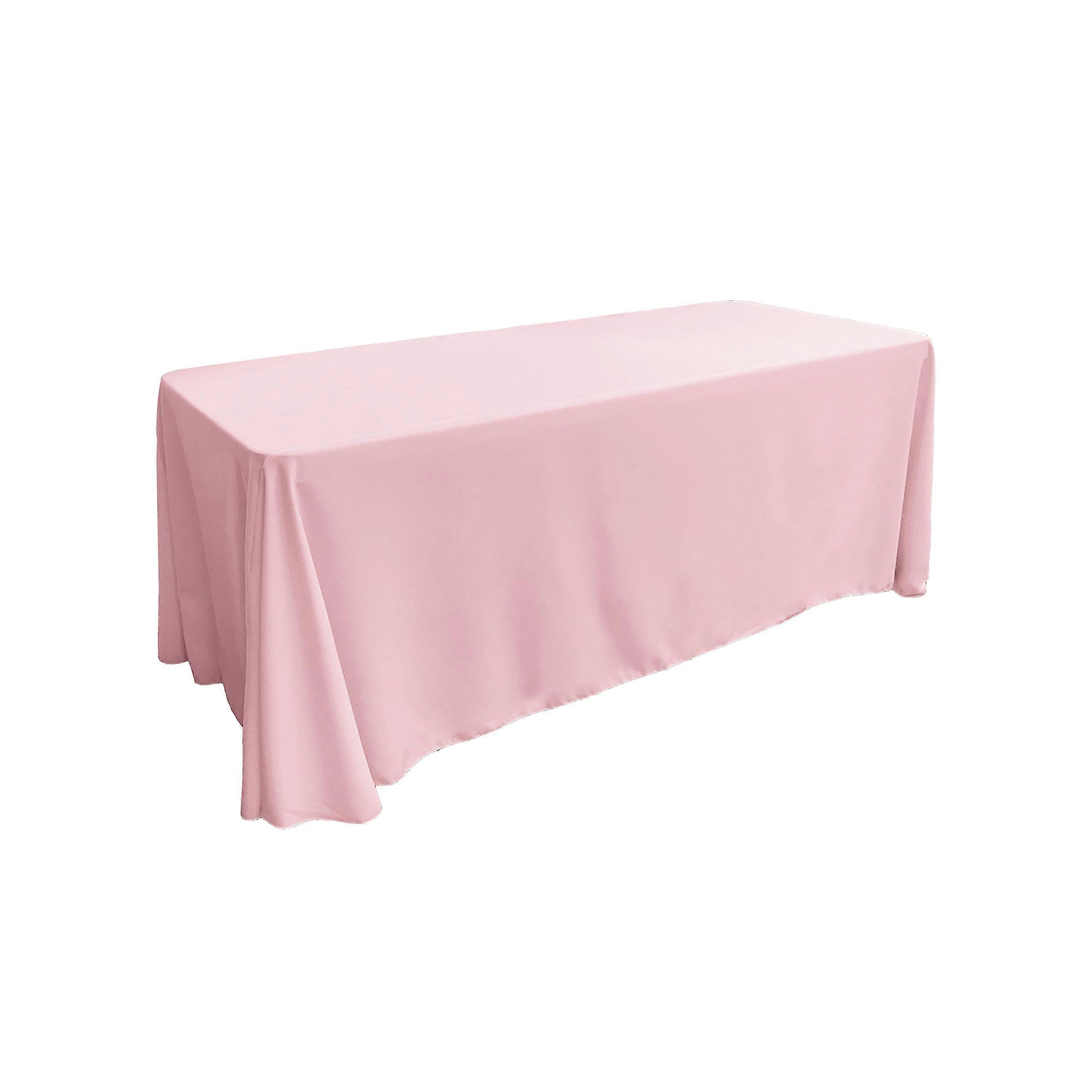 Pink Polyester Poplin Tablecloth 90x132 Washable Rectangular Design for Parties and Events