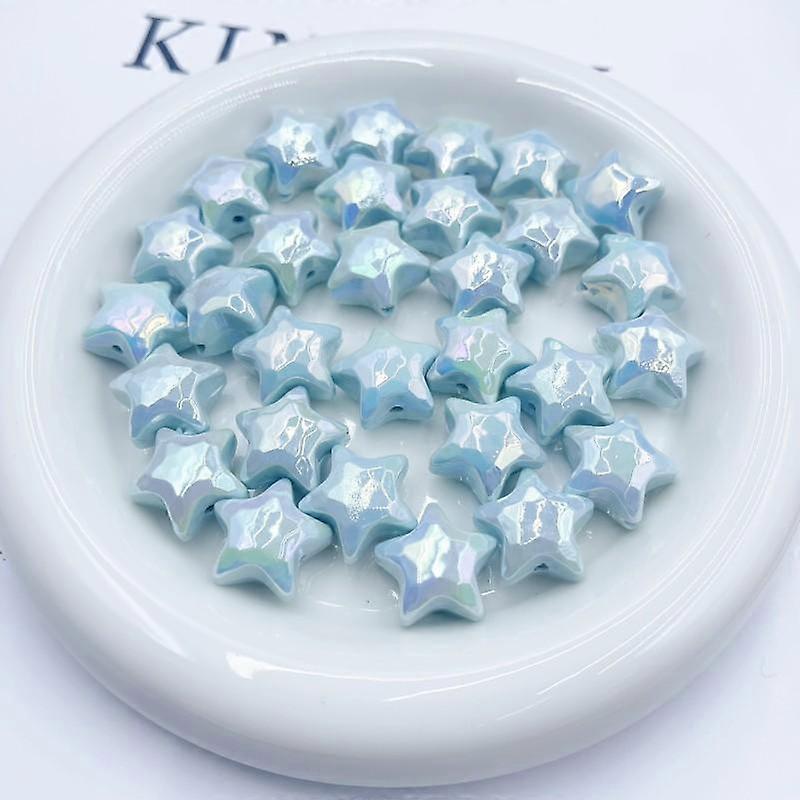 Acrylic DIY Mobile Phone Chain UV Plating Color Luminous 5pcs Cut Cream Beaded Material Jewelry Accessories Five-pointed Star Loose Beads