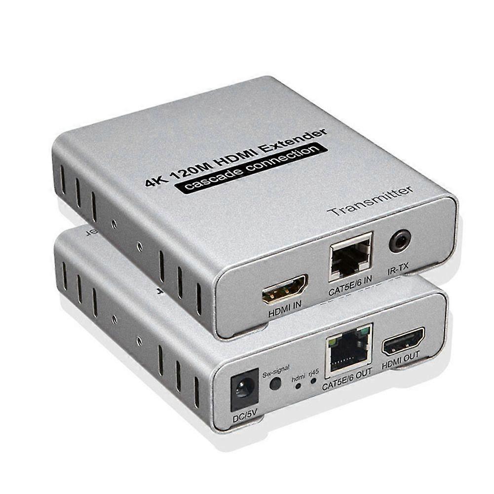 4K 120M -Compatible Extender over Cat5e/6 RJ45 Cable Video Ethernet Extension Transmitter Support Cascade Connection