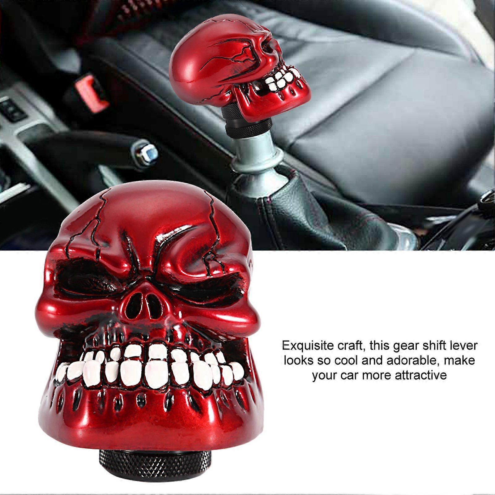 Skeleton Skull Head Car Modified Gear Shift Knob Stick Lever Shifter Universal Red