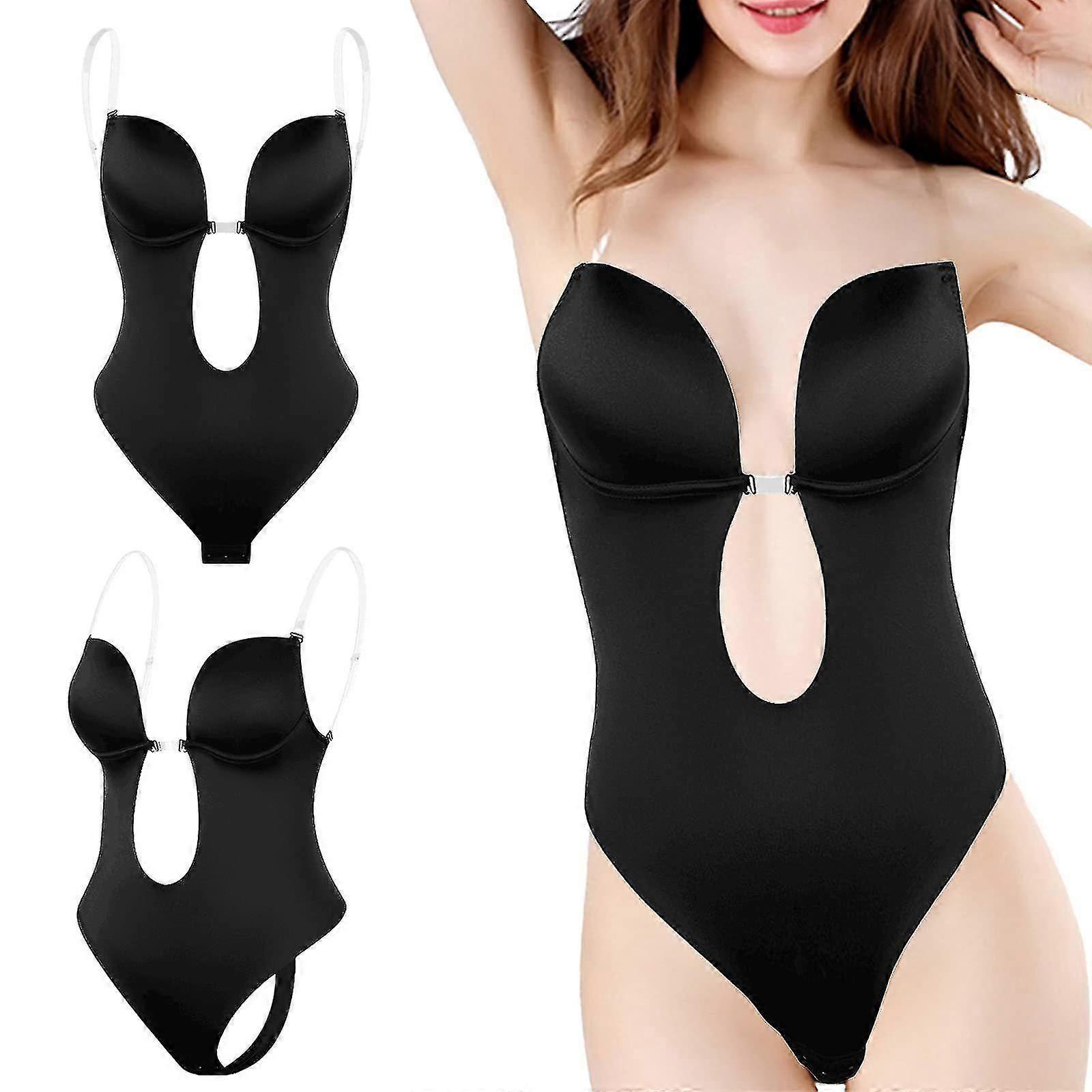 Mulheres mergulhando profundo v-pescoço corpo shaper sem alça sem costas bodysuit shapewear H