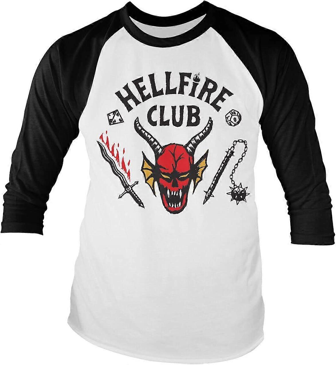 Hellfire Club بيسبول كم طويل 3/4 كم تي شيرت للجنسين مقاسات S-3XL تي شيرت رجالي T1806