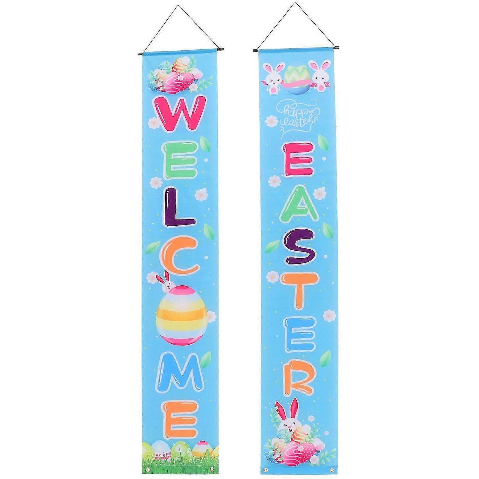 1 Pair Easter Door Banner Happy Easter Decoration Happy Easter Couplets Colorful Easter Decoration